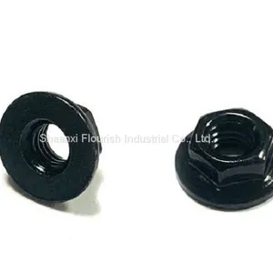 M20 DIN6923 Carbon Steel Hex Flange Nut Black Zinc Plating thumbnail-2