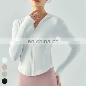 Breathable Activewear Custom Slim Fit Top Zipper Long Sleeve Gym Fitness Wear Sports Hooded Jacket Yoga Jacket For Women thumbnail-5