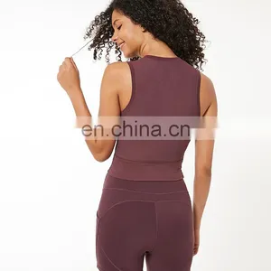 OEM & ODM Supplier Custom Logo Ribbed Fashion Gym Wear Sleeveless Yoga Crop Tank Top thumbnail-3