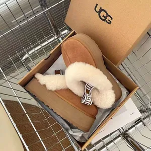 UGG's Official Website Features the 3474 5-layer, 5cm Platform Slippers. Colors: Chocolate, Mustard, Black, Gray, Chestnut, Dusk Pink thumbnail-4