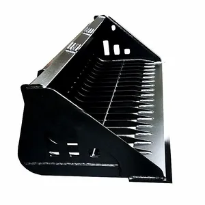 Sieve Bucket Skid Steer SSQA Skeleton Rock Bucket 14 Tines 3 Sections Smooth Edge Non Slip Step Box Frame thumbnail-1