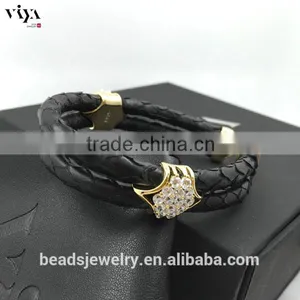 2016 New Arrival Luxury Silver Plated Exotic Genuine Stingray Man Skull Bracelet For Man thumbnail-6