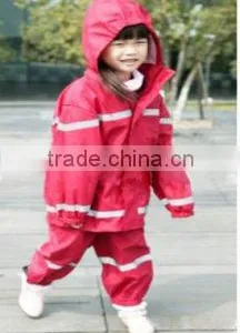 Red Fashion Children PU Raincoats With Reflective Strips thumbnail-1