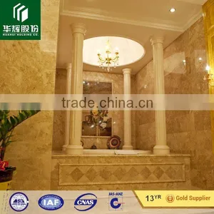 New Crema Marfil Marble Roman Roumd Column Pillar With Tan Brown Cap and Base thumbnail-3
