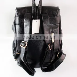 2015 Fashion Hot Selling Black PU Leather Backpack Custom Logo Backpack thumbnail-3