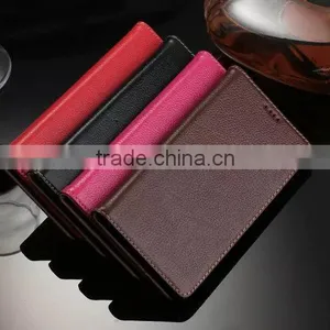 DLS Litchi Grain Genuine Leather Flip Case for Sony Z5 Plus Wallet Cover Case With Card Slot MT-5195 thumbnail-1