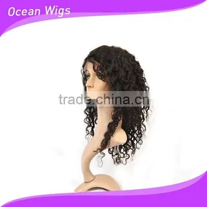 Human Hair Front Lace Wig, Deep Wave,18", Natural Color thumbnail-3