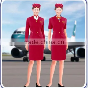 Red High Quality Flight Attendant Uniform, 2013 Fashion Airline Stewardess Uniform,hot Tailored Polyester Stewardess Uniform thumbnail-1