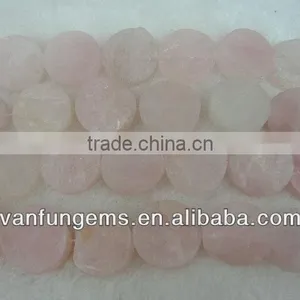 Natural Gemstone Round Coin:16 Inch 25mm Rose Quartz Round Coin thumbnail-1