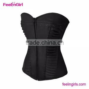 Underbust Zipper Sexy Mature Brown Steampunk Corset thumbnail-4
