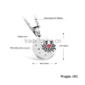 Wholesale Fashion Pendant Bulk Stainless Steel Apollo Sale Sun Necklace With Moon thumbnail-6