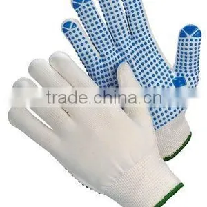 Bleached String Knit Gloves With Pvc Dots on Palm thumbnail-1