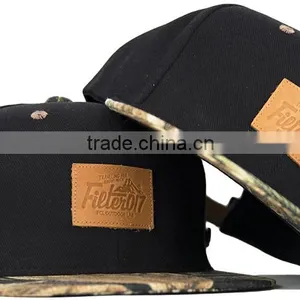 Black PU Leather Hat , Embroidery Designs Snapback , Customer Design Snapback thumbnail-2