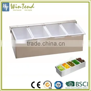 Condiment Holder Ice Cooled 4 Compartment Acrylic Condiment Tay With Acrylic Lid thumbnail-1
