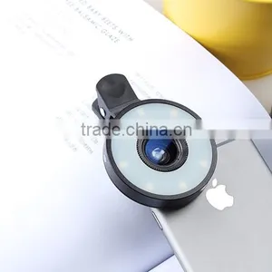 Angle Selfie Lens With LED Flash Fill-in Light for IPhone Samsung LG Mobile Phone Purple thumbnail-1