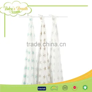 MS-24 Anti-bacterial Good Breathable Cheap Swaddle Blanket Printed Muslin Cotton Cloths Baby Towel thumbnail-6