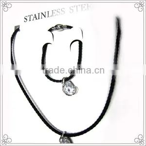 Steel Clasp Bridal Crystal Jewelry Set With Genuine Leather thumbnail-1