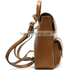 New Arrival Fashion Brown Leather Backpack With Many Pockets thumbnail-2