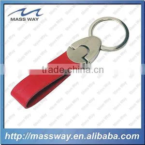 Handmade Decorative Blank Custom Red Leather Metal Key Chain thumbnail-4