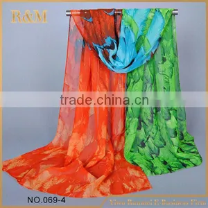 Luxury Brand Sweet Lady Scarf Green Purple Shawl for Autumn Spring thumbnail-1