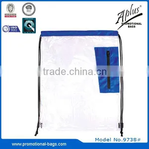 Transparent PVC Drawstring Bag With Zipper Pocket thumbnail-2