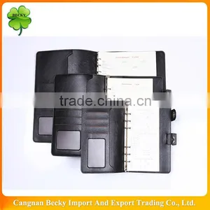Hot Selling High Quality Custom A4 A5 A6 Black Eco Friendly Soft Leather Cover Pockebook With Button Closure and Pockets thumbnail-1