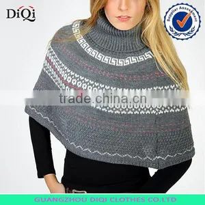 Latest Design Womens Winter Knitted Chunky Poncho Sweater thumbnail-1