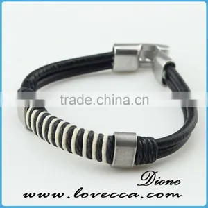 Wholesale Cheap Engraved Braided Leather Bracelet With Fashion Charm and Stainless Steel Buckle thumbnail-1