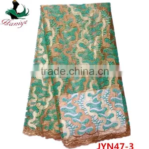 JYN47 African Tulle Lace Fabric With Stones for Lady thumbnail-6