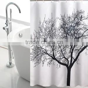 Grey Color Polyester Print Fabric Bathroom Shower Curtain Panel thumbnail-5