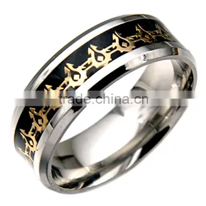 2016 Silver Wedding Band Jewelry Unique Pattern Stainless Steel Polished Rings for Mens thumbnail-5