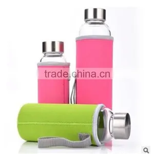 Top Level Quality Stylish Environmental Borosilicate Glass Water Bottle With Colorful Sleeve 280ml/360ml/550ml thumbnail-2