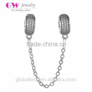 Cheap Safety Chain 925 Silver Round Clasp Pave Stones New Jewelry for Woman Bracelet S925 Logo Gemstone Silver Jewelry A008 thumbnail-1