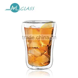 Wholesale 300ml Hand Made Double Wall Glass Tea Cup / Double Wall Glass Mugs / Wine Glasses N6309 thumbnail-1