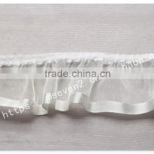 High Quality 4cm Width Folded Organza Fabric Trim in Silver thumbnail-2