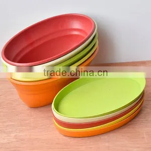 Small Colored Plant Fiber Ship Shape Plastic Planter With Saucer thumbnail-1