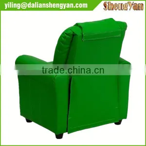Contemporary Green Vinyl Kids Recliner With Cup Holder and Headrest thumbnail-4