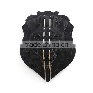 Creative Home Decorations Wooden Lion Head Lovely Animal Head Hanging Ornament Crafts 3D Wood Animal Head High Quality thumbnail-4