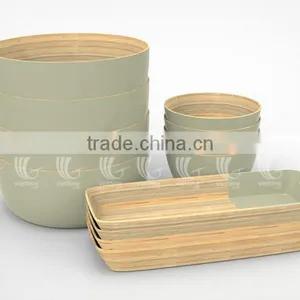 Lacquer Bamboo Salad Bowls, Spun Bamboo Trays thumbnail-4