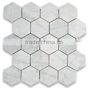 MM-CV256 Hot Product Indoor Design Natural White Hexagon Marble and Stone Mosaics Tiles thumbnail-2