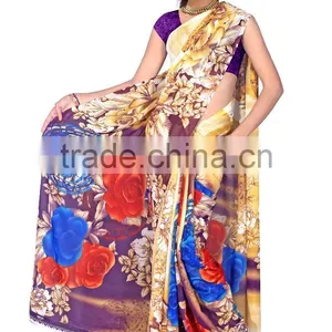 Printed Designer Glamour Saree With Blouse thumbnail-3