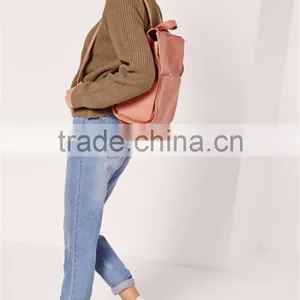 Oversized Drop Shoulder Roll Neck Crop Jumper Knitwear Sweater High Collar Pullover Brown Women Winter Clothings thumbnail-6