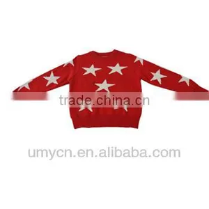 Girl's Cotton Two-stone Jacquard Long Sleeve Pullover Sweater thumbnail-1