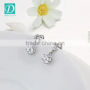 2016 New Fashion Platinum Plated Zircon Luxury Long Drop Earrings Jewelry thumbnail-3