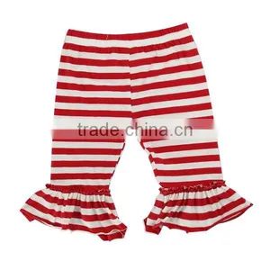 2015 Ruffle Stripe Pants 95% Cotton and 5% Spandex Girls Ruffle Capri Toddler Kids Leggings Christmas Pants thumbnail-1