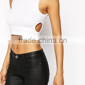 Sexy Crop Top With Circle Cut Outs for 2015 Summer Ladies thumbnail-1