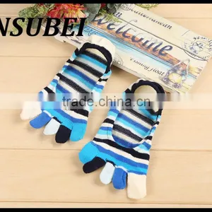 Japanese Cotton Striped Socks Shallow Mouth Invisible Socks Toe Socks thumbnail-4
