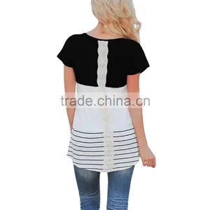Custom Fashion Ladies Short Sleeve Blouses for Wholesale 2017 thumbnail-2