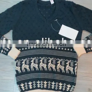 Snow Dear Weave Pattern 100% Acrylic Pullover Knitted Sweater thumbnail-1