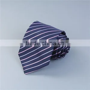 Polyester Necktie Navy Blue Stripe Polyestser Necktie thumbnail-3